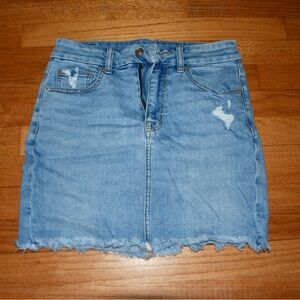 Blue Mini Pencil Skirt Casual Style